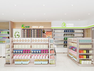 现代轻奢咖啡厅 便利店中岛柜 冰柜 烟柜