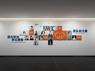 现代企业照片墙 员工风采 展示栏 标语 口号 办公文化