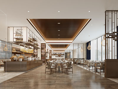 新中式饭店餐馆就餐区
