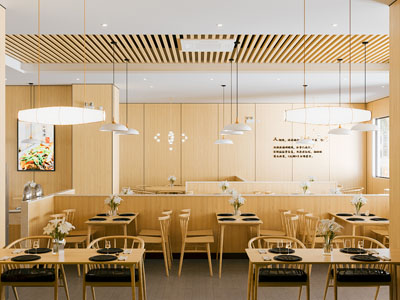 新中式饭店餐馆就餐区