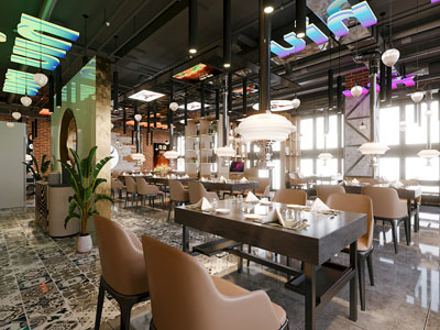 工业风饭店餐馆就餐区