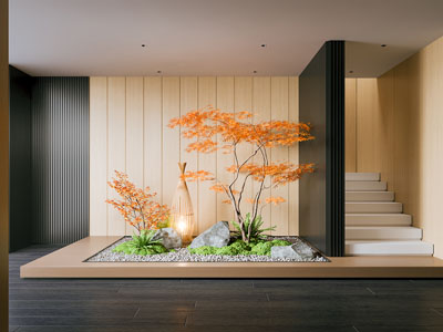 现代室内景观造景 苔藓景观 景观小品 植物景观 景观石