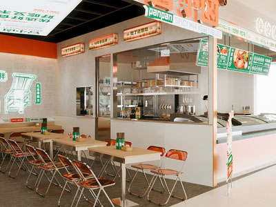现代快餐店 商场小吃餐厅 明档厨房 餐厅灯箱广告 出菜口 麻辣烫麻辣拌
