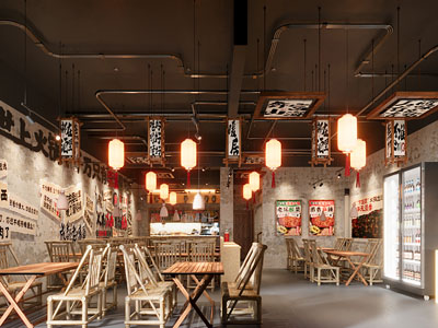 地摊风烧烤店 市井风餐饮大厅
