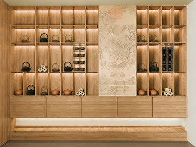 新中式茶柜 茶叶展示柜 茶叶 茶壶 茶叶店展示柜 茶室
