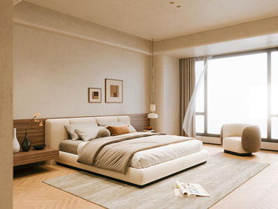奶油侘寂家居卧室