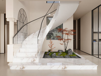 新中式楼梯间 室内景观园艺小品