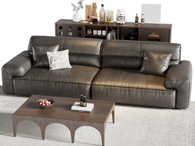 黑色皮沙发 双人沙发