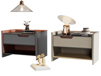 现代轻奢原木床头柜