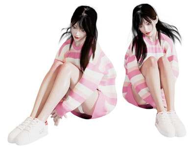 休闲少女 坐姿人物