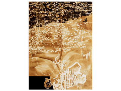 侘寂风落叶抽象挂画