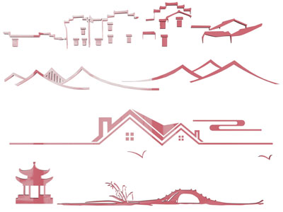 中式屋檐墙饰 建筑图标