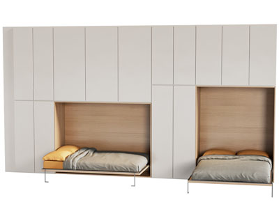 现代隐藏在衣柜里的床