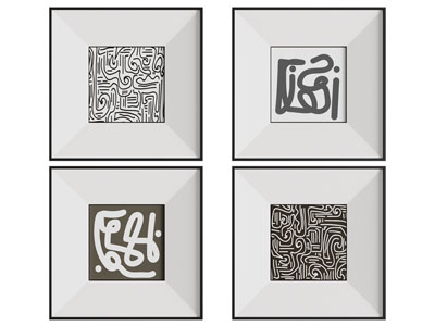 现代极简组合画 黑白艺术挂画组合 儿童房装饰画 小白