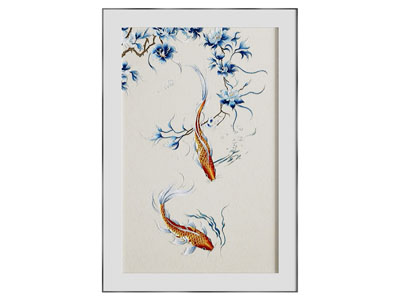 新中式油画 锦鲤画 装饰画