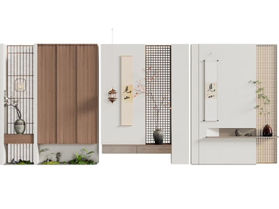 新中式玄关隔断 园艺小品