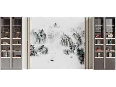 新中式装饰柜 背景墙