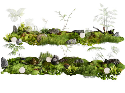 现代景观小品 微地形 庭院小品 室内景观 苔藓 植物堆