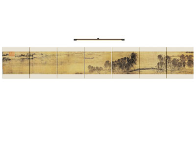 新中式中式挂画 山水画 过道长条挂画 宋代挂画 茶室挂