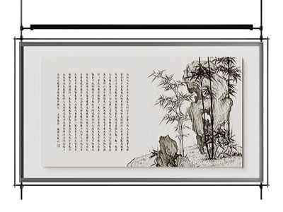 新中式书法 字画 装饰画 壁画灯