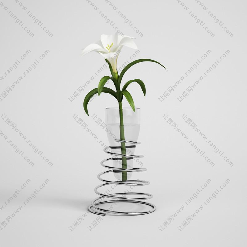 金属弹簧支架花瓶、百合花