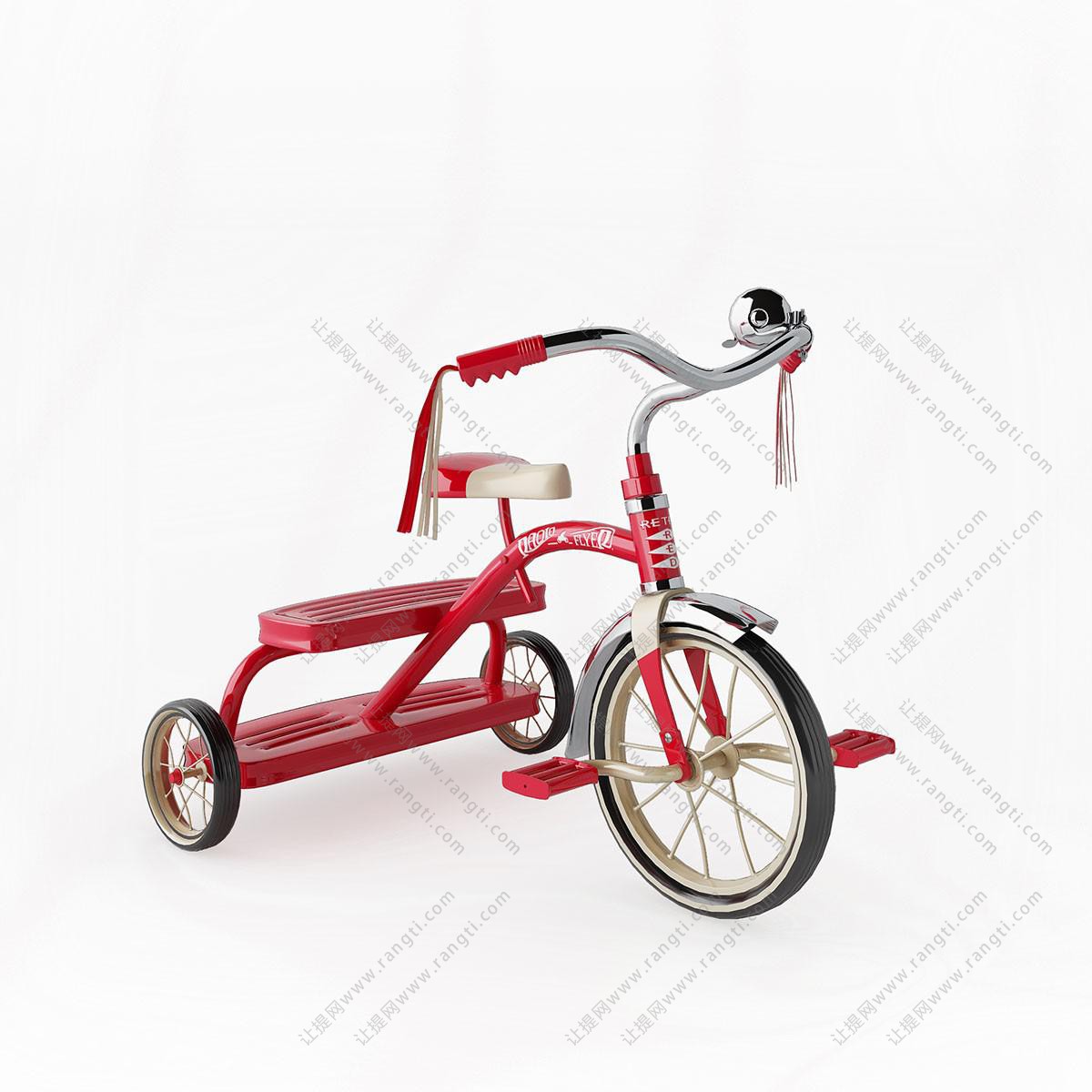 红色儿童玩具三轮车