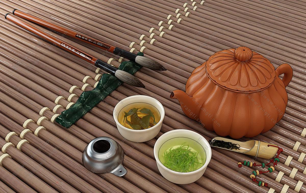 中式南瓜造型茶壶、茶杯、茶叶茶漏组合