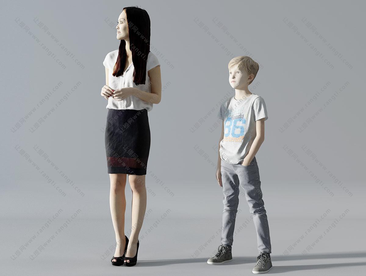 观看的女人和孩子 人物 儿童