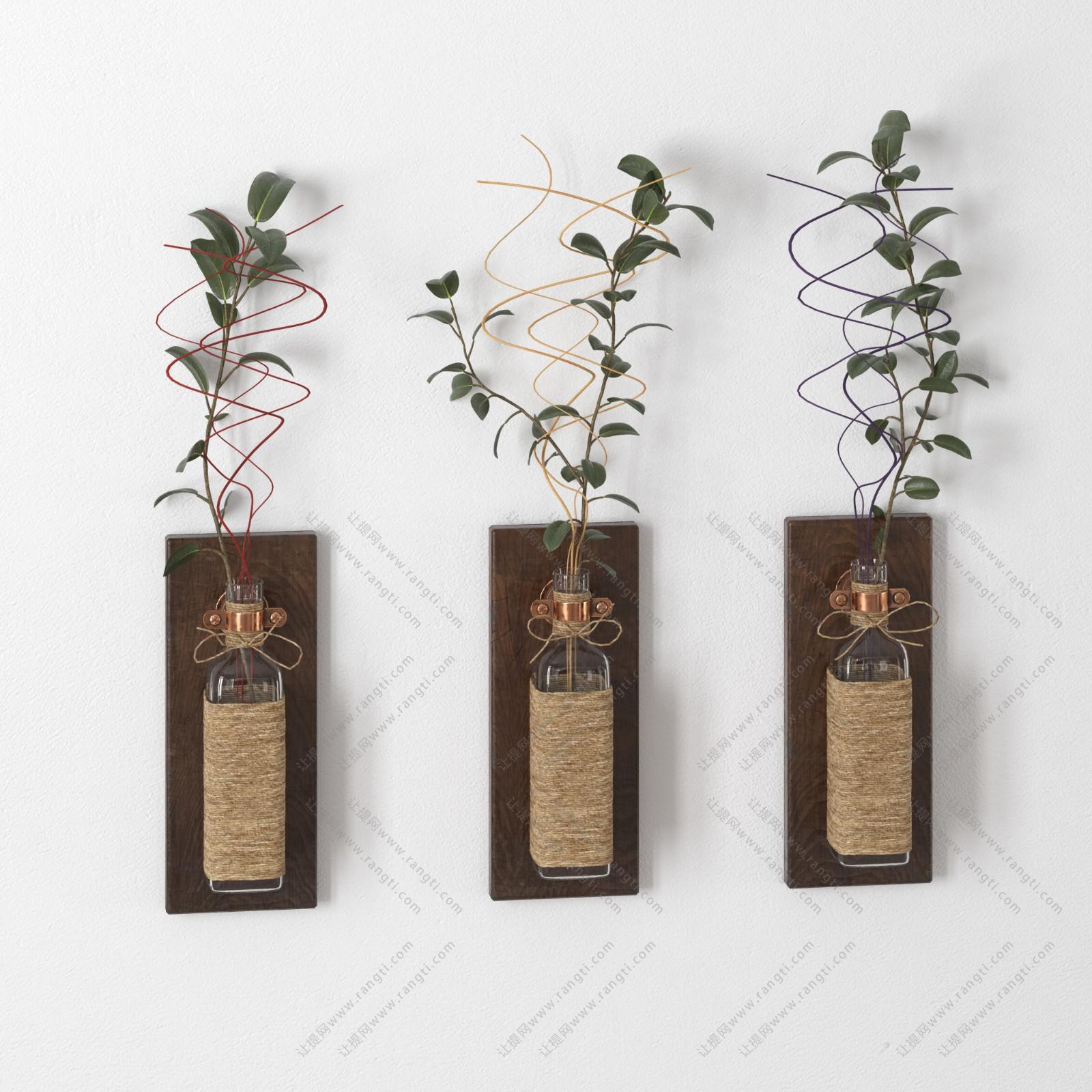 固定玻璃花瓶绿色植物墙面饰品挂件