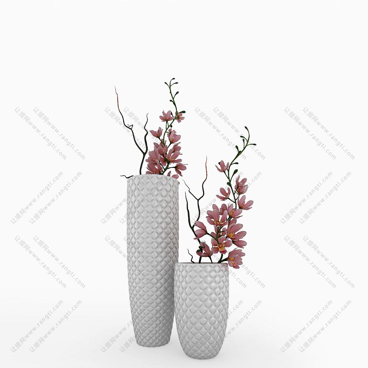 红色大花蕙兰花瓶花卉