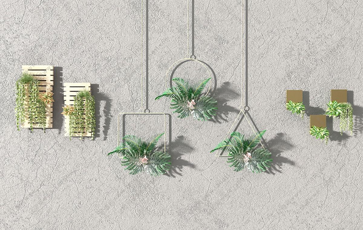北欧吊篮、实木架植物装饰