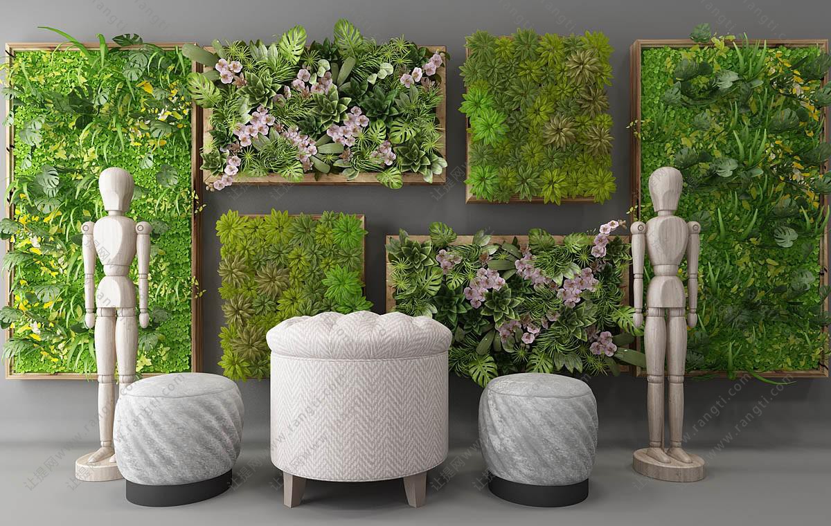 长方形画框龟背竹、冷水花植物墙