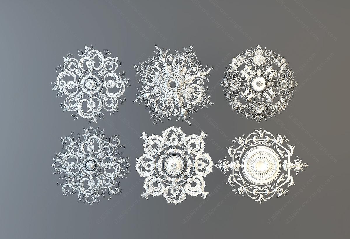 欧式构件之形似雪花的灯盘