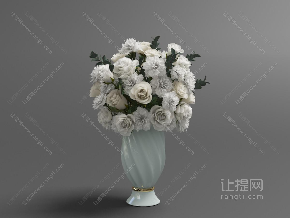 淡青色欧式陶瓷花瓶花卉