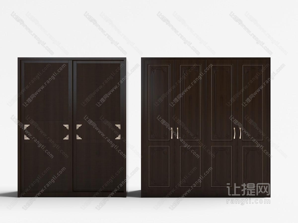 现代深实木推拉柜门和四开门柜门