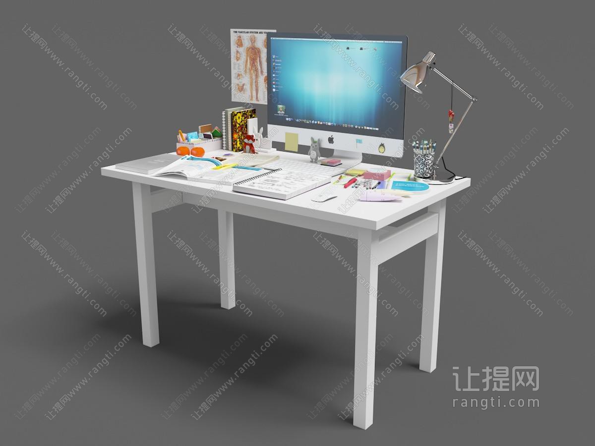 现代白色学生书桌