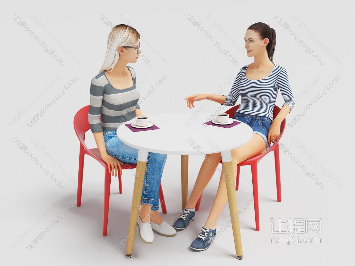 正在喝咖啡聊天的两个女人
