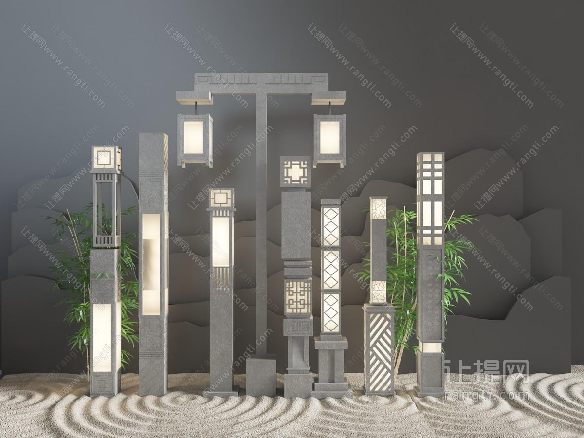 中式古典嵌入式落地灯