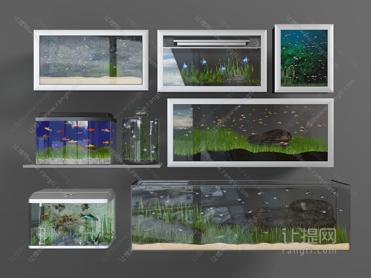 不同尺寸的长方形水族箱鱼缸