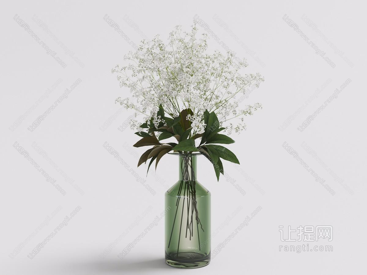 白色碎花和复古酒瓶状花瓶花卉