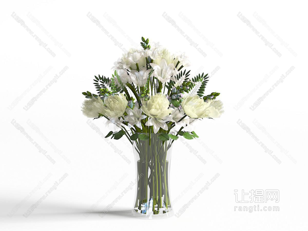 透明玻璃花瓶白色茶花花瓶花卉