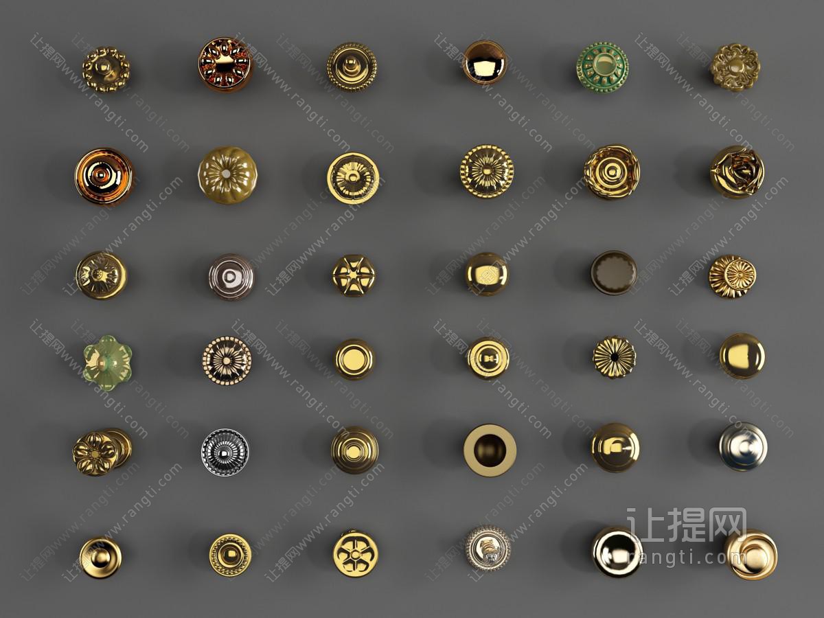 欧式现代圆形纽扣型金属拉手