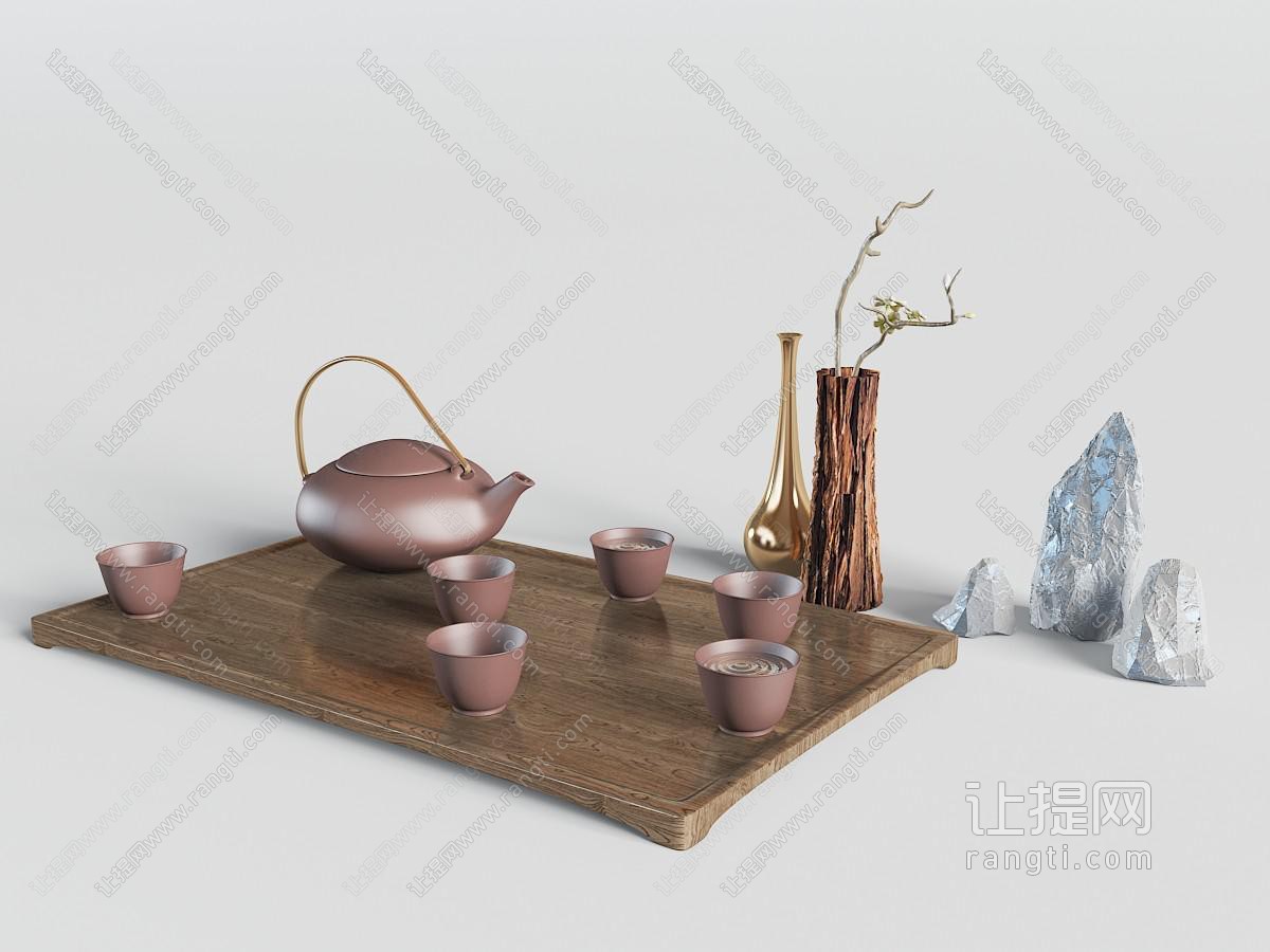 中式花梨木茶盘茶具