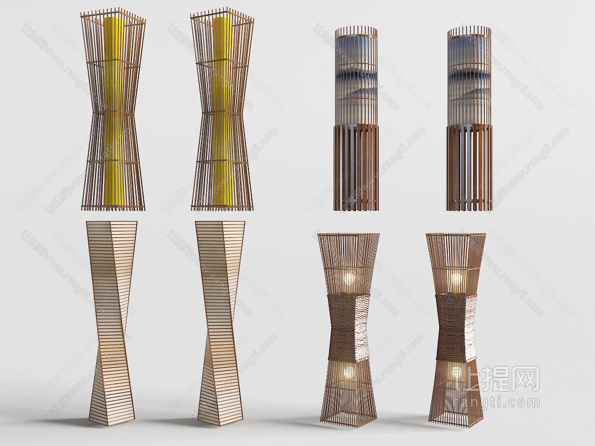 中式镂空网状落地灯