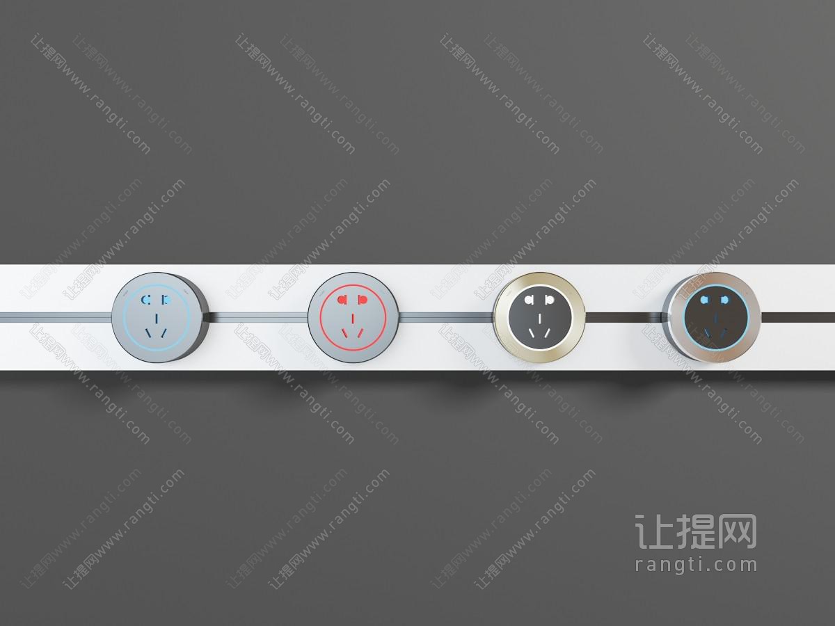 一排圆形彩色双头插座