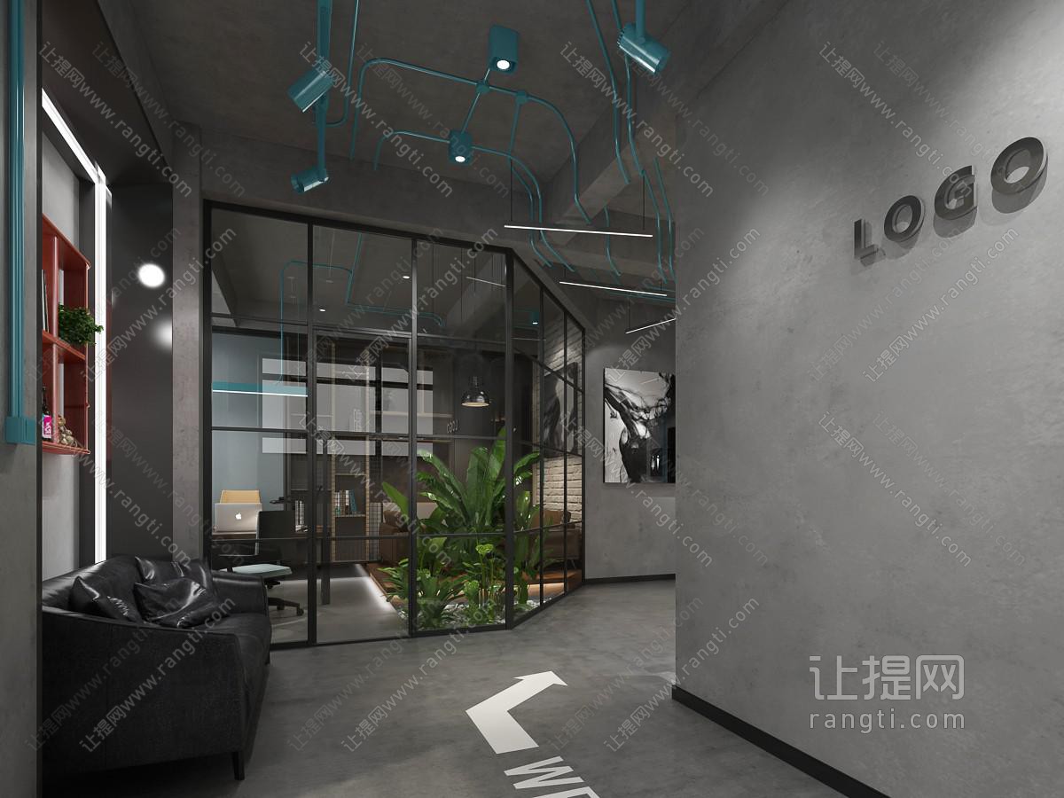 工业风办公接待区