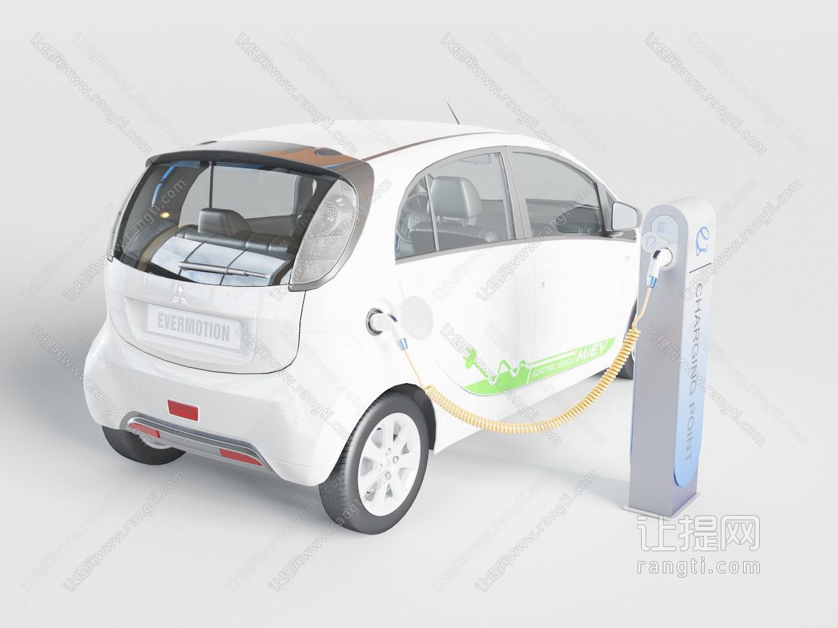 现代正在充电的白色电动汽车