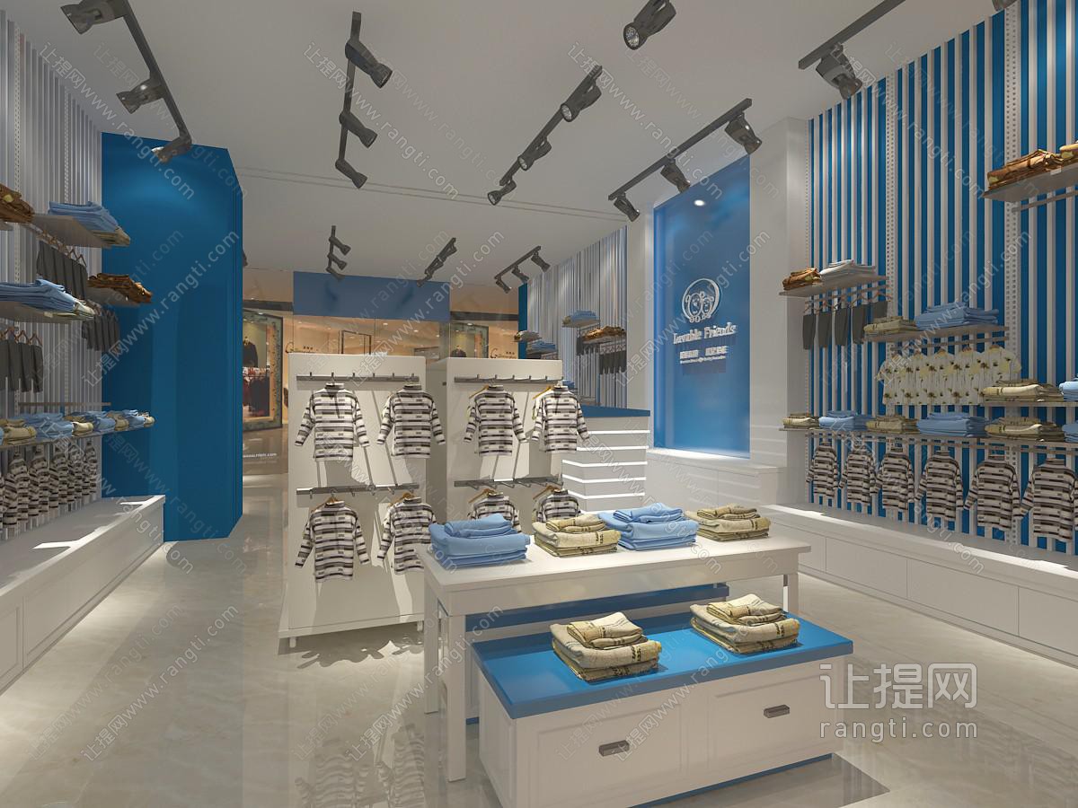 地中海儿童服装店中岛柜