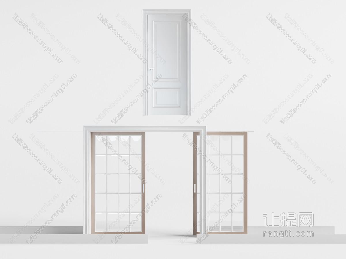 现代简欧白色推拉门、平开门