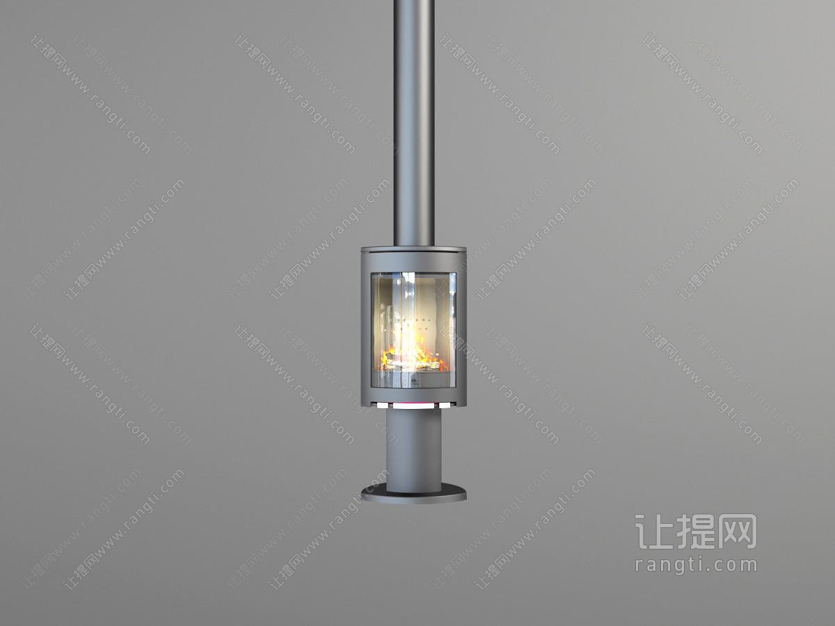 现代黑色圆形金属垂挂壁炉